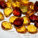 15mm×12mm　マロンカット型ガラスチャーム(イエロー系)　12個　