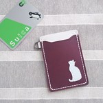 【ｽﾌﾟﾘﾝｸﾞ SALE】ネコ、牛革パスケース（ワインレッド）
