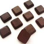 Wood カボション 15×15mm 正方形 ダークブラウン 10個
