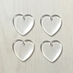 IMPORT CLEAR FLAT HEART ACRYLIC PENDANT BEADS