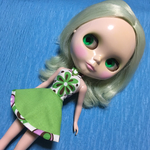 ブライス、リカちゃん用ホルターネックワンピ、グリーン