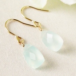 【月末SALE♡】14kgf・カルセドニーの一粒ピアス 天然石