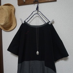 送料無料sale::ゆったりシンプルTシャツポケット付綿100％ネイビーフリー