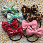 お買得 リボンヘアゴム ２個×４セット お花 バンダナ柄 レオパード柄 水玉