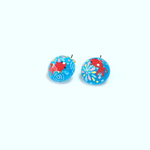 金魚と花火のビー玉ピアス