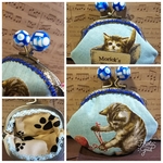 遊んで♪遊んで♪猫ちゃん◼️がま口 デコビーズ コインケース 【送料無料】                