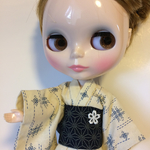 小物付き　22センチドールサイズ・浴衣（白×紺帯）