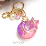 ツヤツヤ月と星のキーホルダー/バッグチャーム