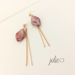 rose。秋色。チェーン揺れる✴︎ノンホールピアス 樹脂ピアス