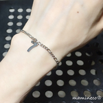 オールステンレス製 イニシャルブレスレット ナンバーブレスレット