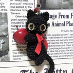 【送料無料】リンゴ♪黒猫*あみぐるみストラップ