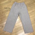 リネン 麻 ウエストゴム ワイドパンツ 【生成 未晒し】