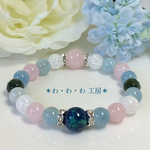 🌎【地球の誕生】クリソコラとアクアマリンとモルガナイトの天然石ブレスレット/パワーストーン