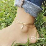 【送料無料】ゴールドサテンコード&チェーンアンクレット