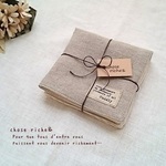 【再販⑤】リネンのハンカチ２枚セット【check beige】