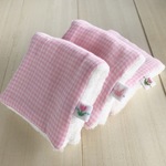 ◼︎384 今治タオル&ダブルガーゼプチハンカチ3P ピンク系 うさぎ・ねこ・チューリップ