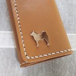 柴犬、牛革４連キーケース（ライトブラウン）