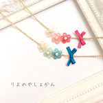選べる9種  3輪お花のリボンネックレス