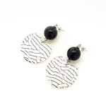 Black striped round ピアス/イヤリング