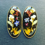 押し花レジンオーバル イヤリングorピアス