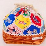 SALE!!お弁当袋ランチバッグ★籠バッグ風レトロパッチ★入園入学