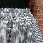 リネン『　ストライプのギャザースカート　』(日本製リネン)