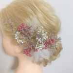 チュールとナチュラル素材のウェデイングヘアパーツ