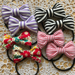 お買得 リボンヘアゴム ２個×４セット  ストライプ お花模様