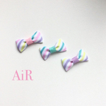 2コセット♡斜めストライプリボンのシリコンヘアゴムセット for KIDS&BABY