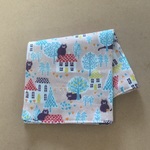 (刺繍名入れ可 ） ガーゼハンカチ　猫とお家　ピンク　　22ｘ22
