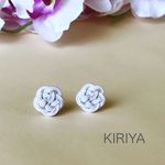 【再販】  和 水引お花のイアリング   ホワイト&シルバー