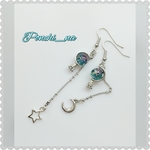 地球儀ピアス‐シルバー×ブルー‐