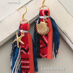 デニムタッセルピアス バンダナ&ヤーン