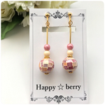 シェル♡モザイクボール大ぶり  イヤリング・ピアス(ピンク)