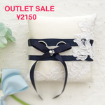 SALE!!!シルクサテンのリングピロー（ネイビーリボン）