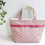 保温保冷ランチバッグ＜リボントート＞*リバティCottonTailローズピンク