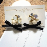 ビジューリボンピアス
