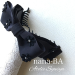 バナナクリップLLサイズ nana-BA ブラックフラワースワロフスキー