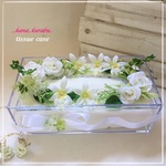 オーキッドと四葉のクローバー◆造花フラワーティッシュケース