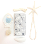  グレージュ サマー  ローズ 柄 手帳型 スマホケース　ビジュー無し 【薔薇】【pajour 】【パジュール】 iphoneX/Xperia/plus/iphone8/xz/SC-04/AQUOS