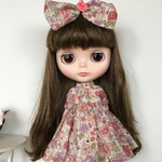ドール服 Blythe 花柄ワンピース&リボン