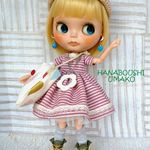 ＊ピンクボーダーのうきうきワンピース＊　コーデ９点セット　＊ blythe outfit＊ブライス ＊ ブライス ＊　ワンピース・ブーツ・帽子　＊