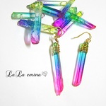 虹色 水晶ピアス/イヤリング                         浴衣にも