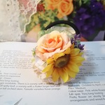*＊Kazariya*＊〈送料無料〉ひまわりろまんす.。＊向日葵と薔薇のナチュラル可愛いフラワーヘアゴム*＊
