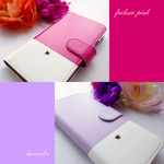 フューシャピンク&ラベンダー 手帳型 iPhoneケース / スマホケース iPhoneXS/iPhoneX/iPhone8/iPhone7/iPhone8Plus/Android