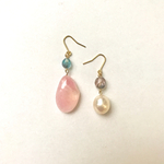 【オーダー品】桜貝とパールのアシンメトリーピアス