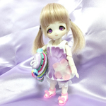 オビツ11用お洋服 お花のワンピース・プチ(紫)