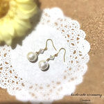 ❁.*小さなコットンパールとクリスタルのピアス❁.*･ﾟ
