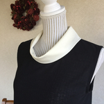 ロールカラーチュニック（ブラック×アイボリー）