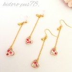 ハート レッドフラワーピアス/イヤリング